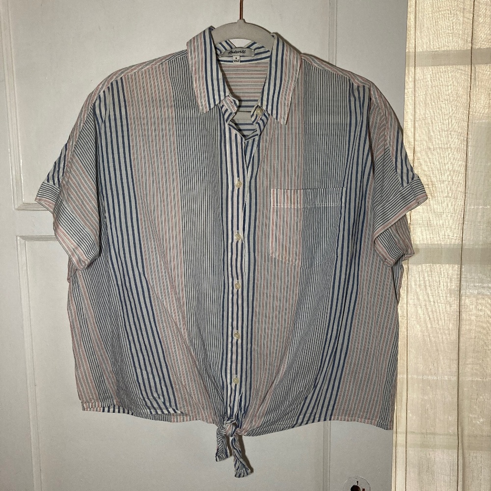 Madewell Tie Front Striped Button-Down Shirt